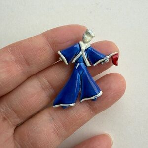 VINTAGE Blue Enamel Sailor Brooch